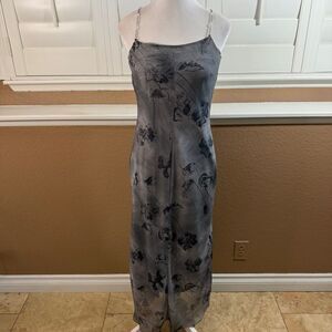 Vintage Y2K Floral Maxi Dress Chiffon Overlay Sz S Prom Fairy Grunge Whimsygoth